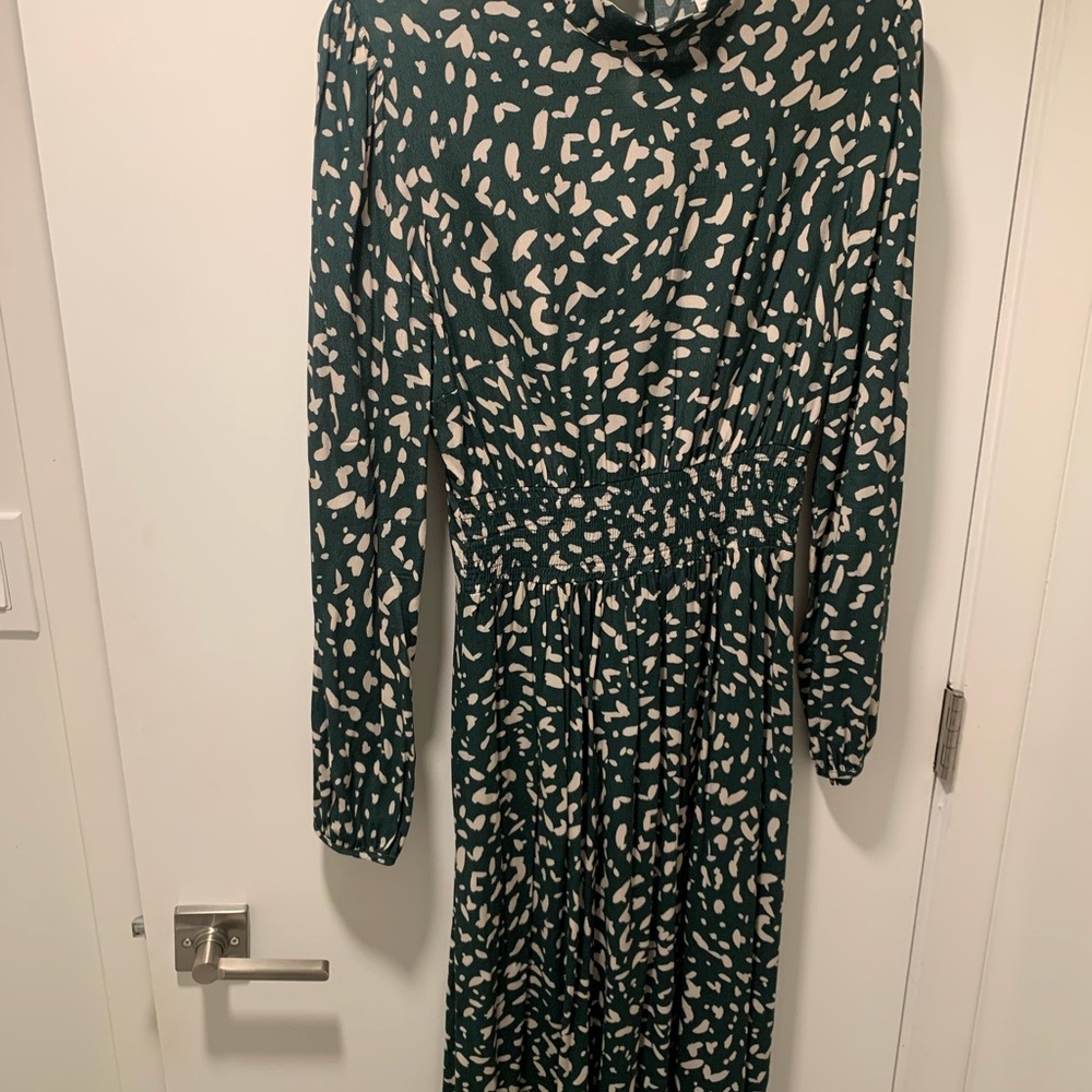 Apricot Green and Cream Long Sleeve Dress, Small